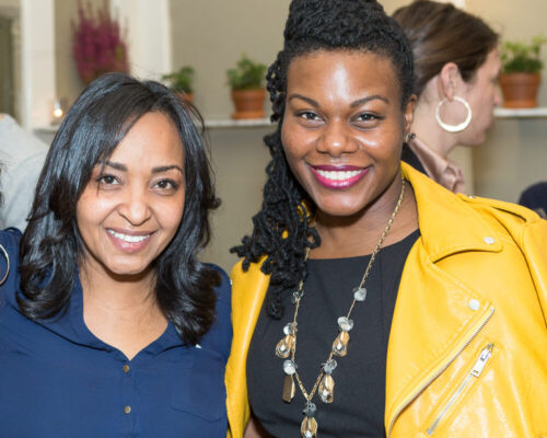 CEO Gloria Walton with Rahwa Ghirmatzion, Executive Director of grantee PUSH Buffalo at a grantee convening.